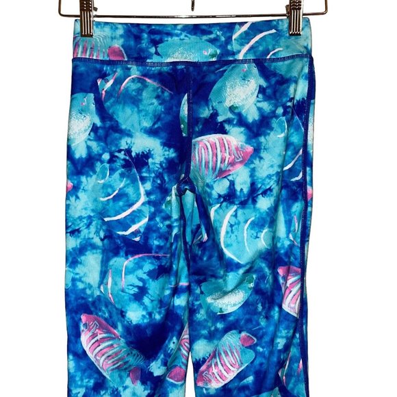 Champion C9 Girls Printed Fish Leggings L 10-12 Blue Pink Duo Dry Pullon Bright - Picture 4 of 9